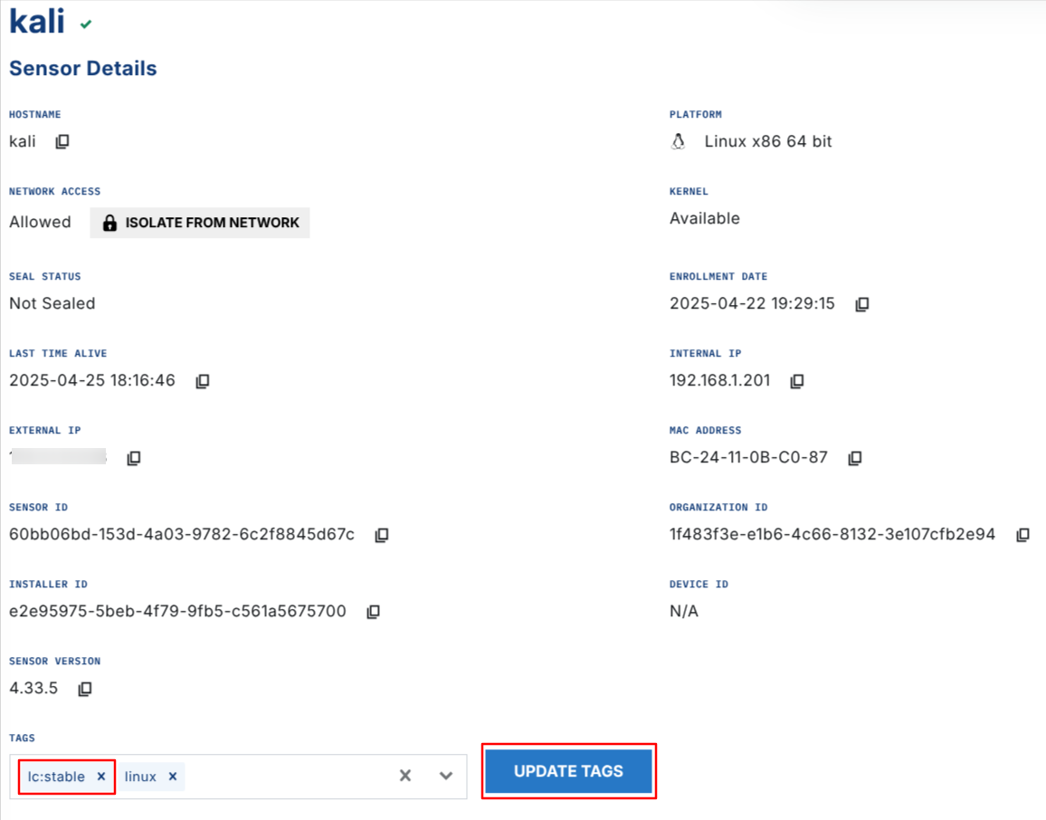 Update Sensors - LimaCharlie Documentation